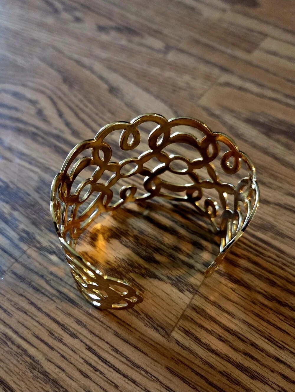 BRIGHTON "Skribbel Bangle" Gold Cut-out Wide Cuff Bracelet EVENT READY! - Picture 2 of 7
